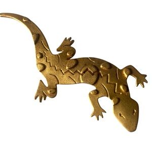 VTG Brooch Lizard Iguana Pin Gold Tone JJ Jonette Signed 1988 Vintage 3D